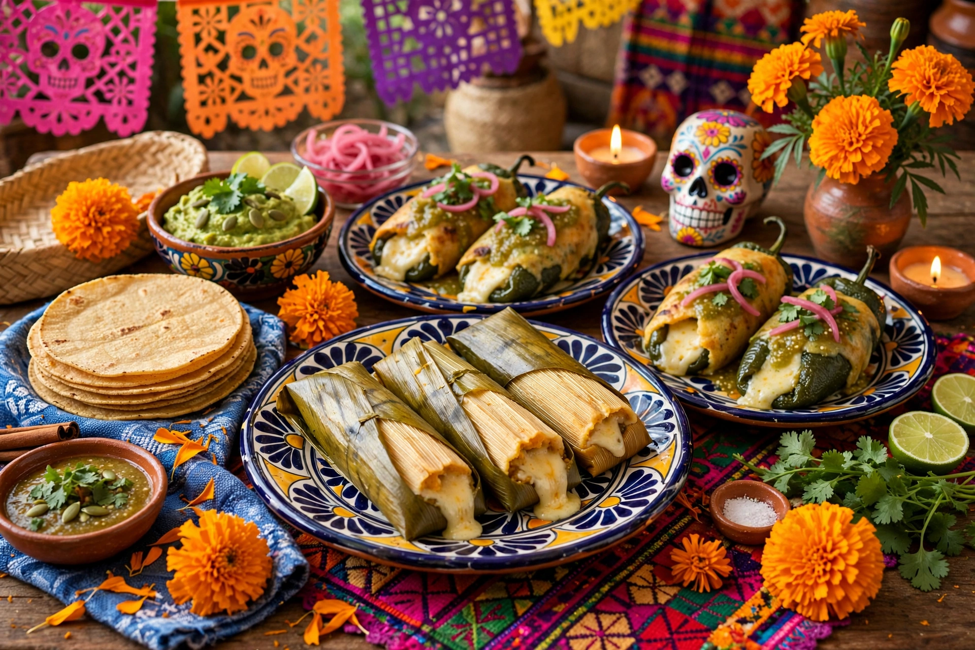 Vegetarian Day of the Dead feast spread