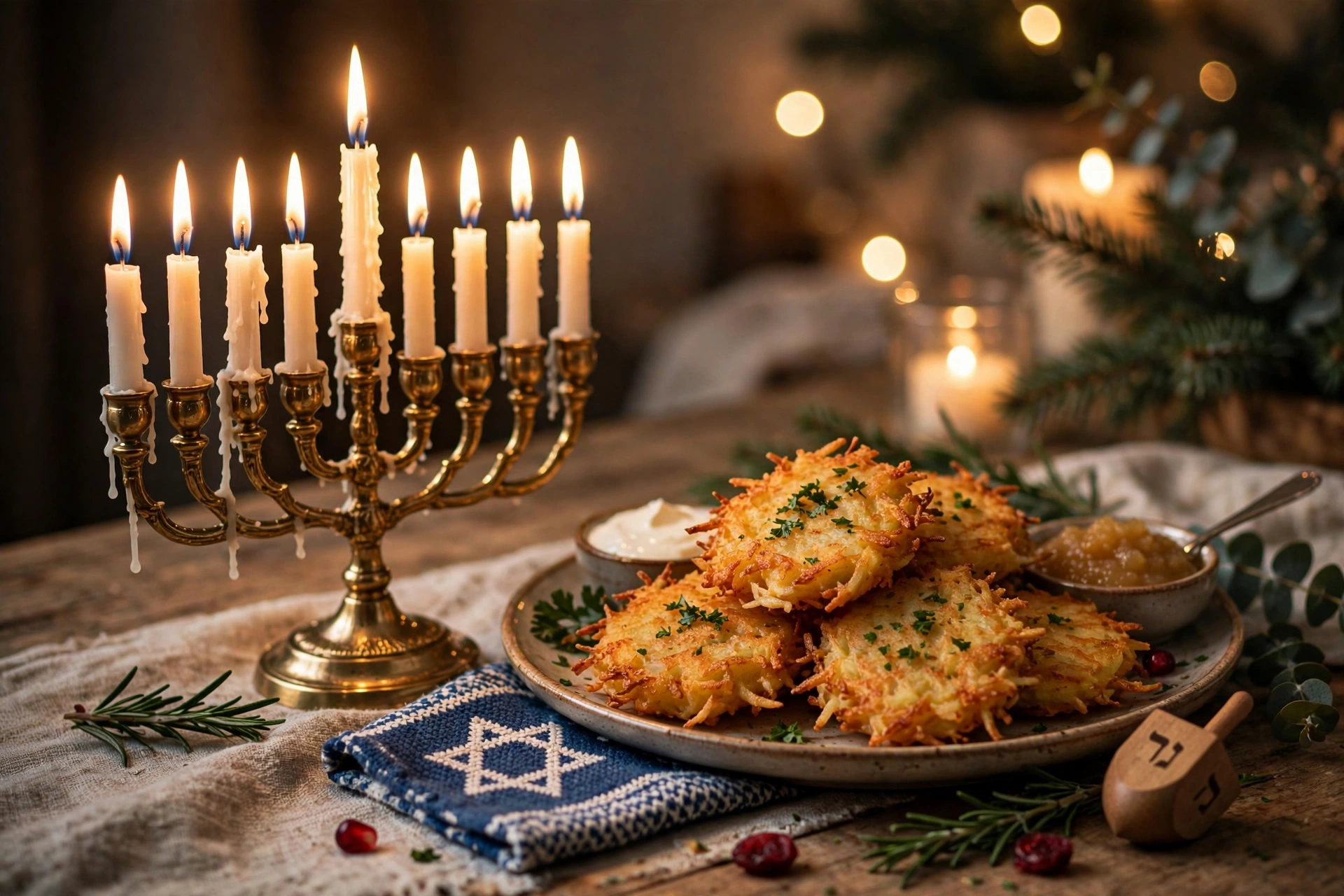 Fish-Free Hanukkah feast spread