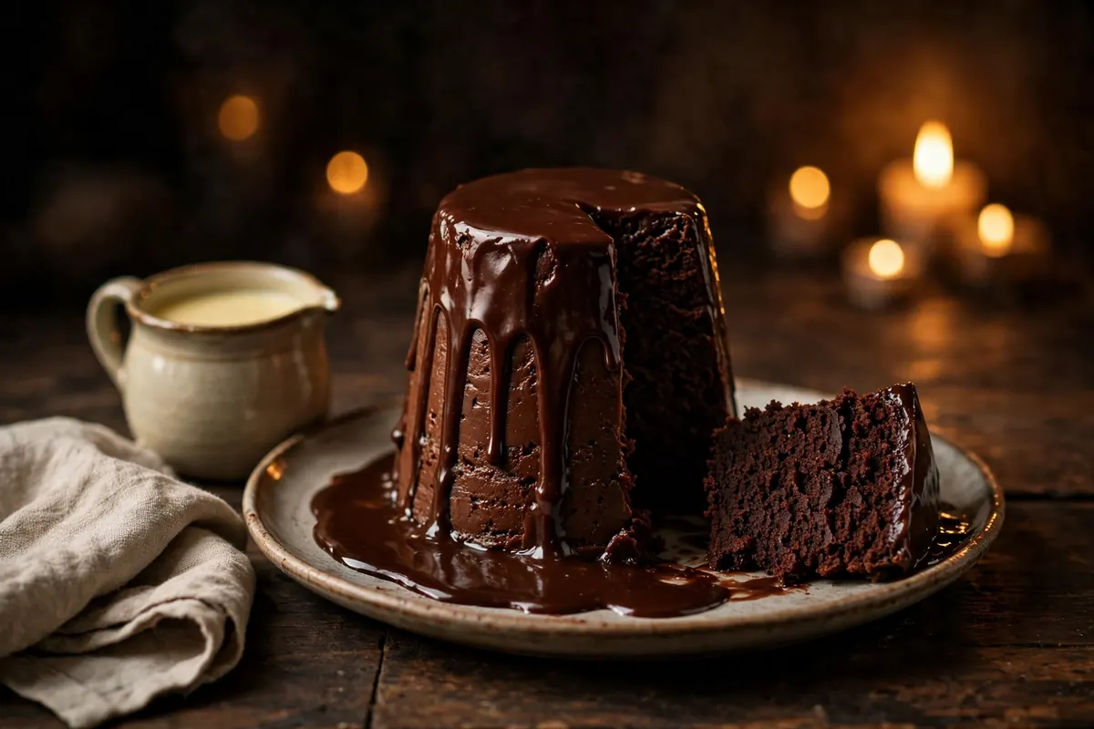 Steamed Chocolate Pudding with Cornflour Custard