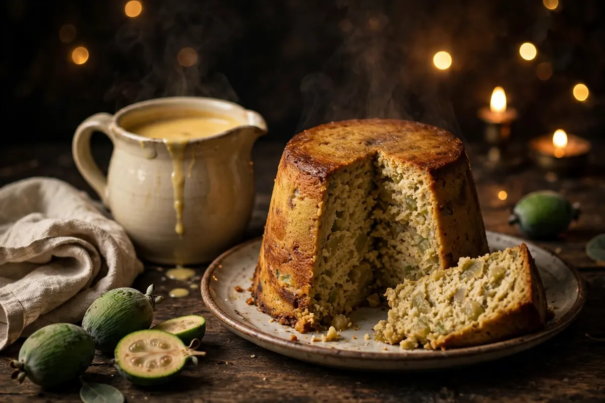 Feijoa Steamed Pudding with Custard
