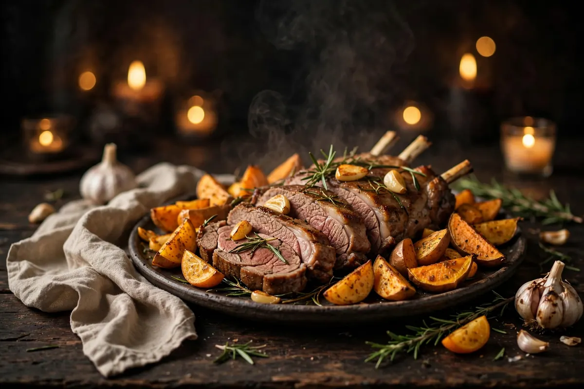 Rosemary and Garlic Roast Lamb with Kūmara