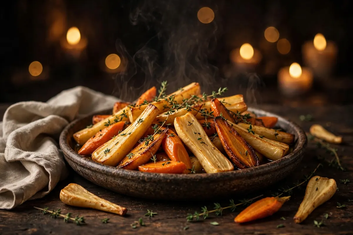 Roast Parsnips and Carrots with Thyme
