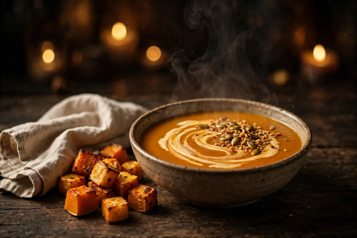 Roast Pumpkin and Kūmara Soup