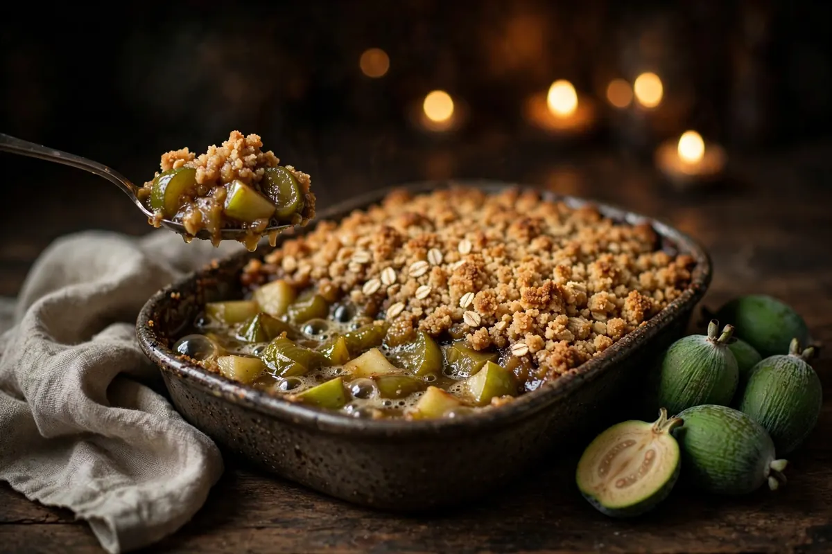 Feijoa and Apple Crumble with Oat Topping