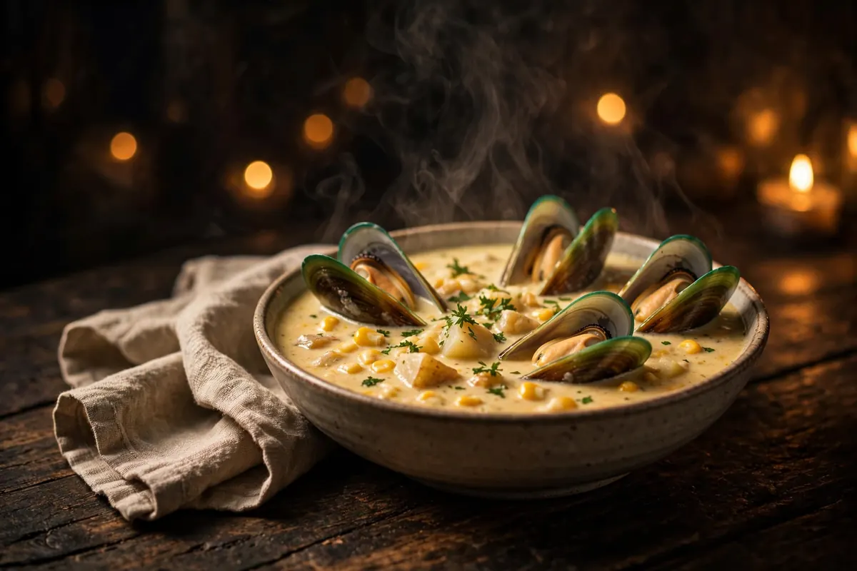 Smoked Mussel Chowder with Cornflour