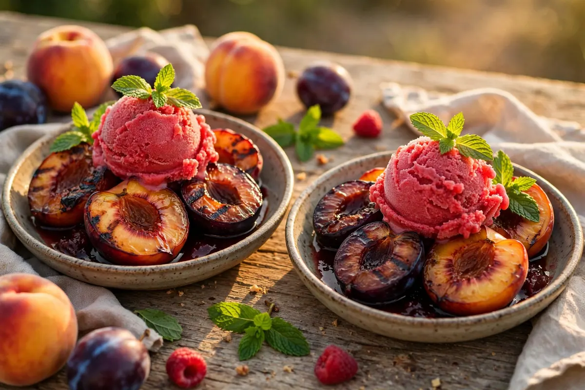 Stone Fruit with Berry Sorbet