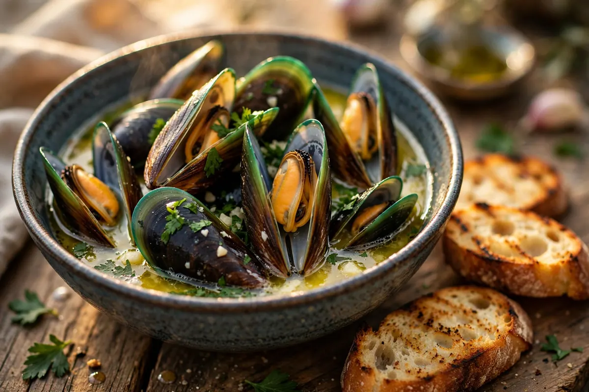 Steamed Green-Lipped Mussels
