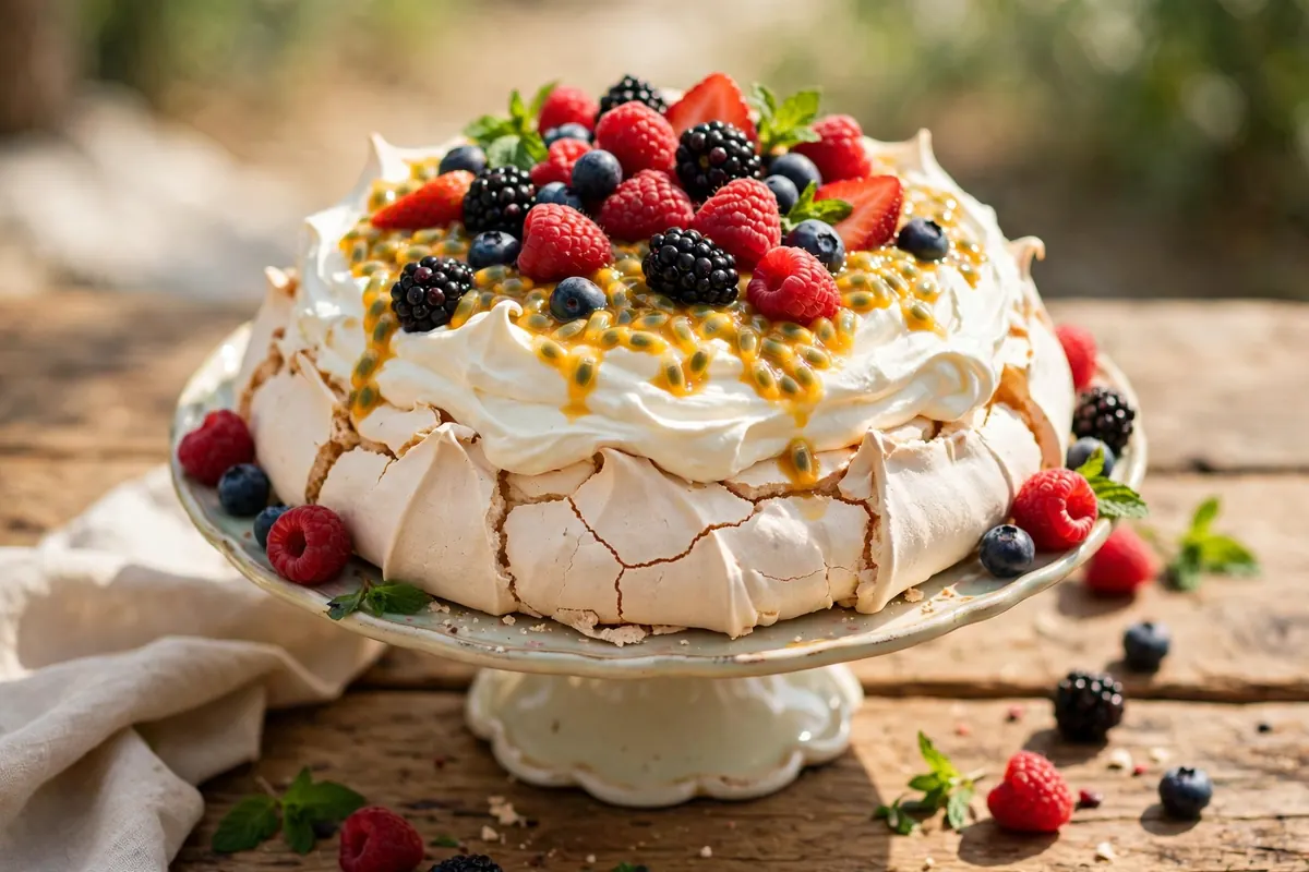 Passionfruit & Berry Pavlova
